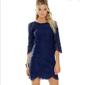 Lilly Pulitzer Rylee Shift - Navy Palm Leaf Lace